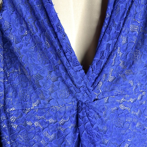 NWT! Dress The Population Blue V-Back  Embroidered Lace Bodycon Midi Dress SZ XL - Picture 8 of 11